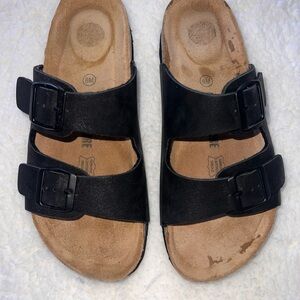 Women’s Cushionaire Black Double Strap Sandals